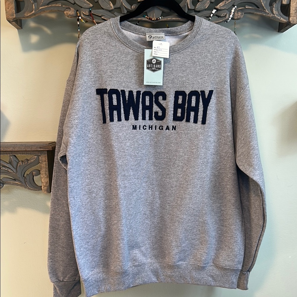 Gray Tawas Bay Michigan Sweater